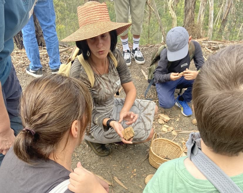 Students exploring fossils